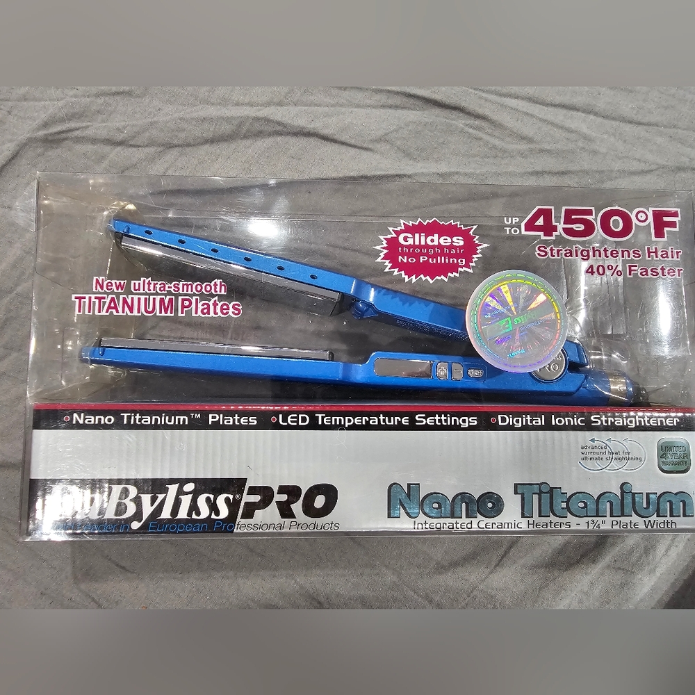 BaBylissPRO Nano Titanium Hair Straightener - Blue 1 3/4" Plate